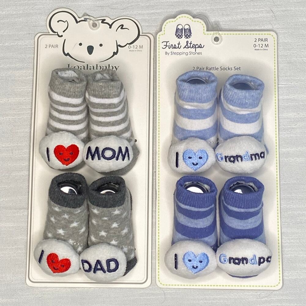 I LOVE MOM & I LOVE GRANDAMA/PA 0-12 Month Socks
